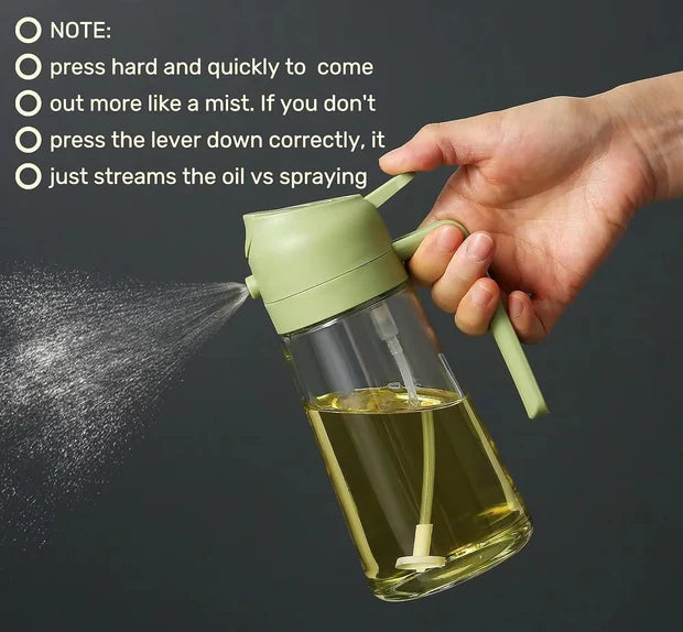 -in-1 Oil Dispenser Bottle Spray & Pour - Leakproof Plastic Oil Sprayer for Kitchen Cooking